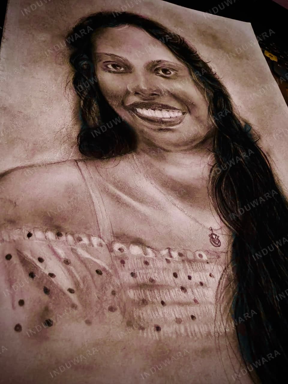 Golden Hour Smile — Charcoal on paper